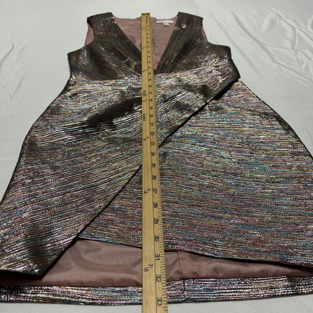 Topshop Metallic Rainbow V-Neck Mini Dress Size 4 - Picture 4 of 7